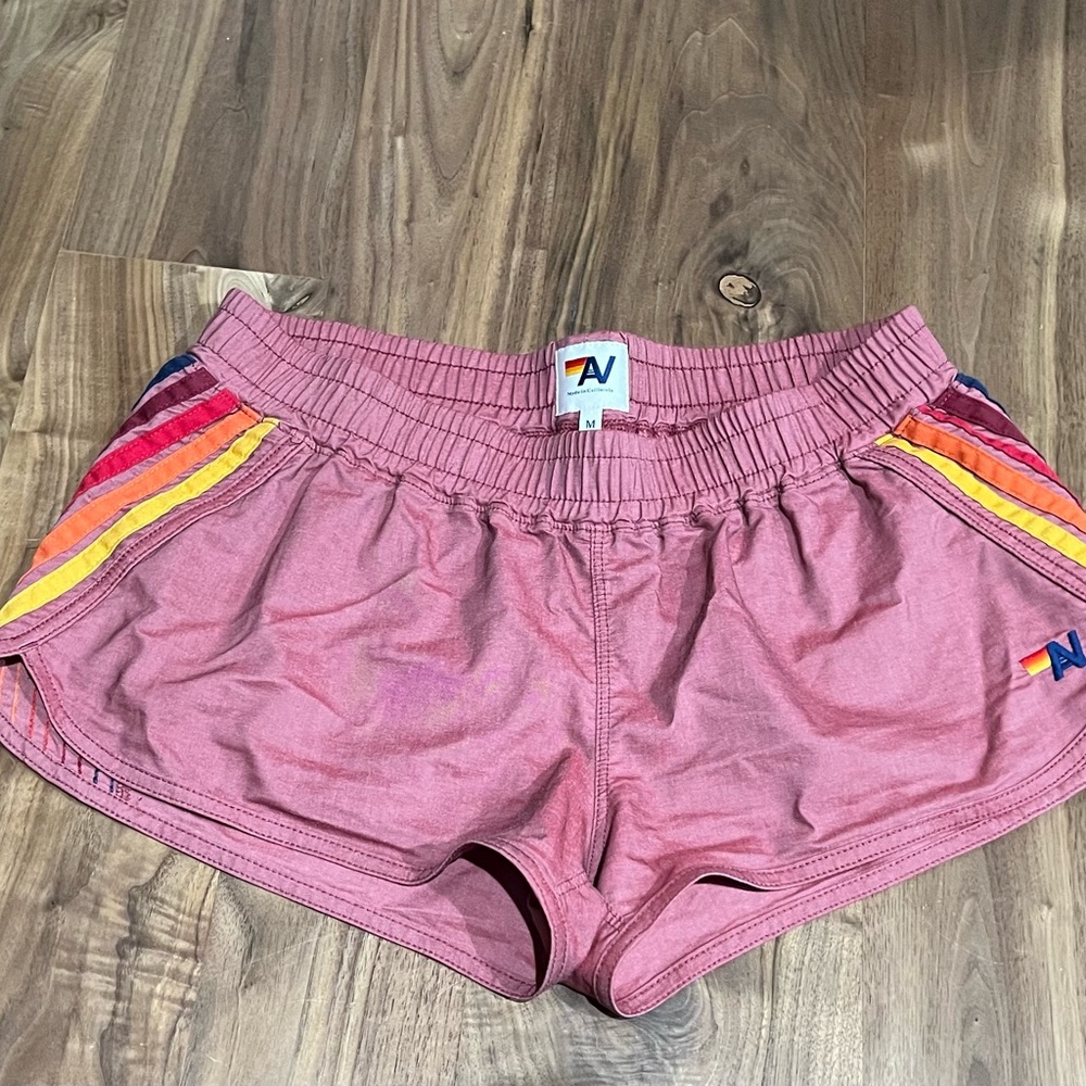 Aviator Nation 5 stripe teal flex board shorts M